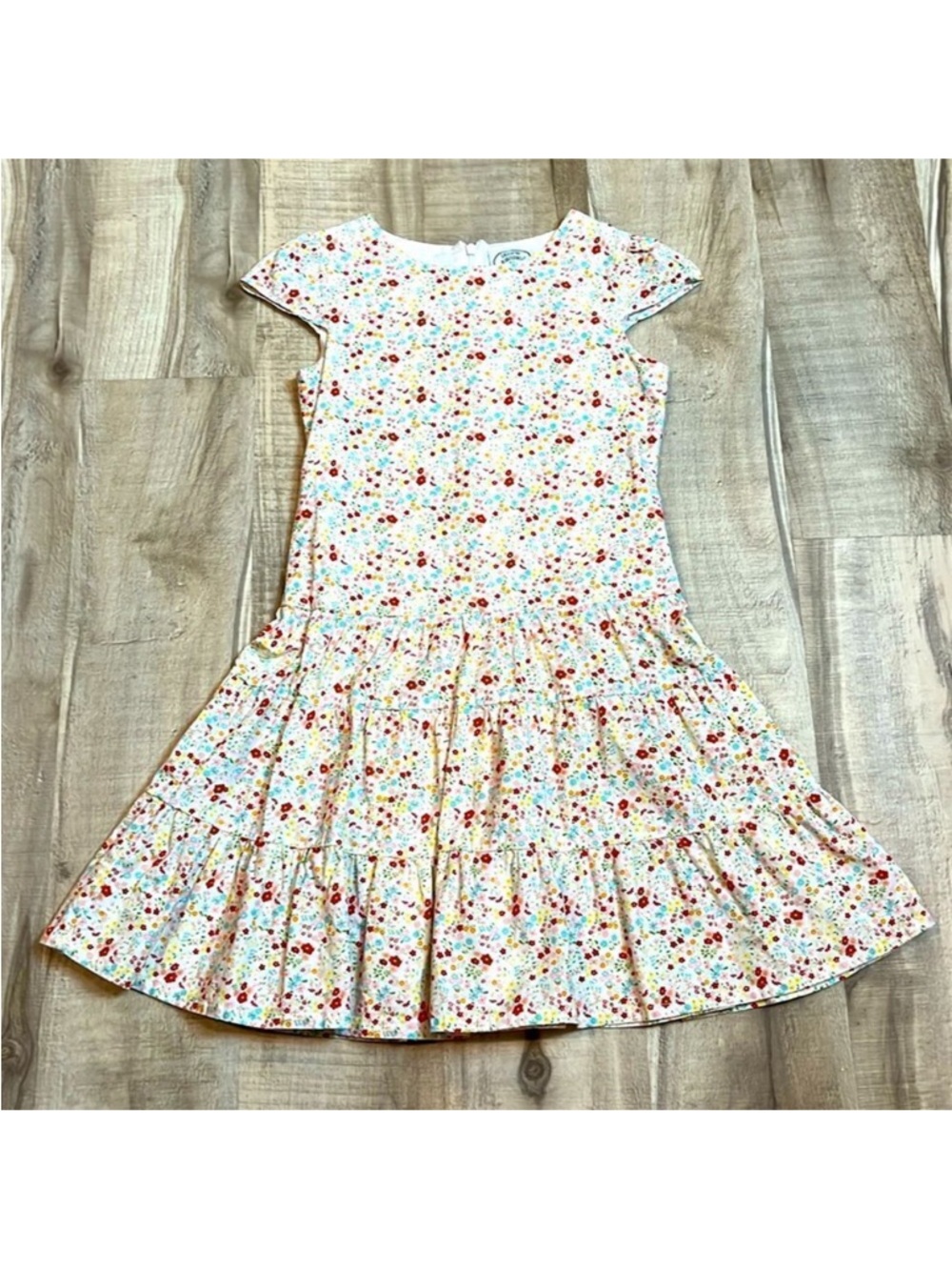 Laura Ashley tiered floral cotton poplin dress size 4/5